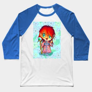 chibi elf sorcerer in red kimono for dnd and manga fans Baseball T-Shirt